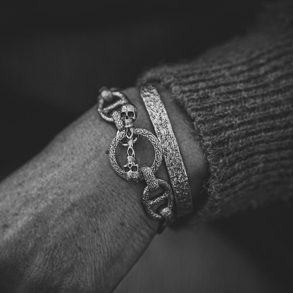 Hammered Skull Bracelet