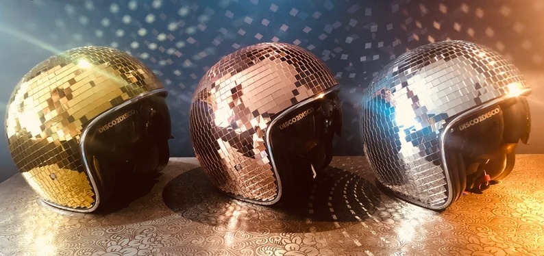 Disco ball Helmet with Retractable Visor