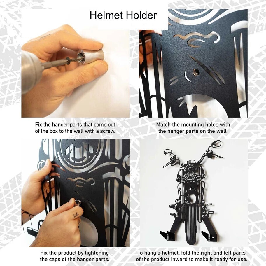 Helmet Holder - Metal Sign - Motorcycle Gift for Men