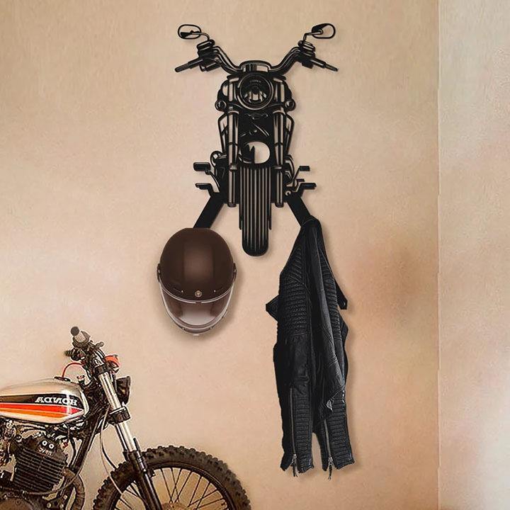 Helmet Holder - Metal Sign - Motorcycle Gift for Men
