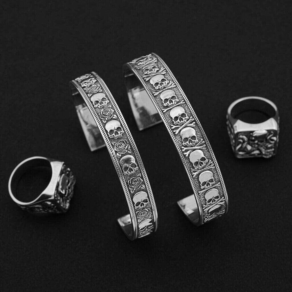 Skull With Bones Bangle