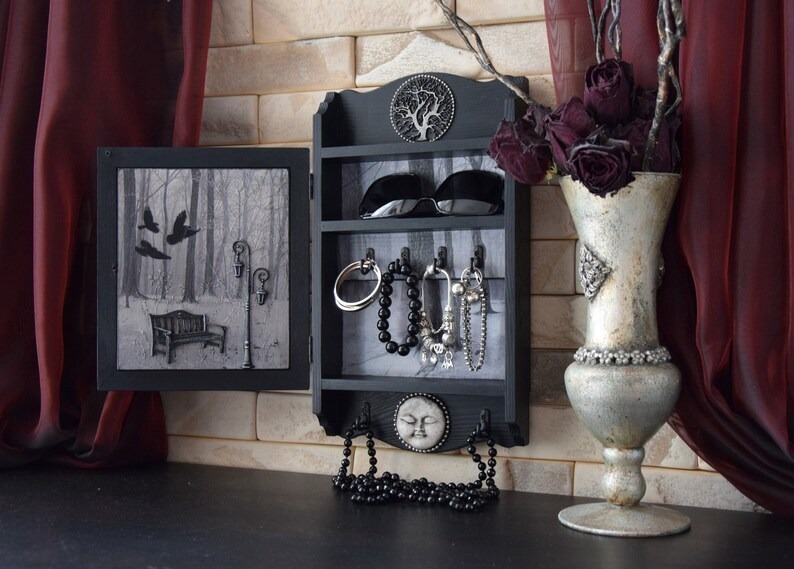 Gothic Bat Skull Wall Cabinet Decor
