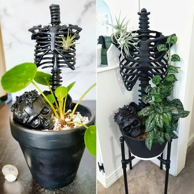 Skull Skeleton Flower Pot Decoration