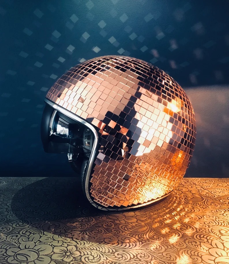 Disco ball Helmet with Retractable Visor