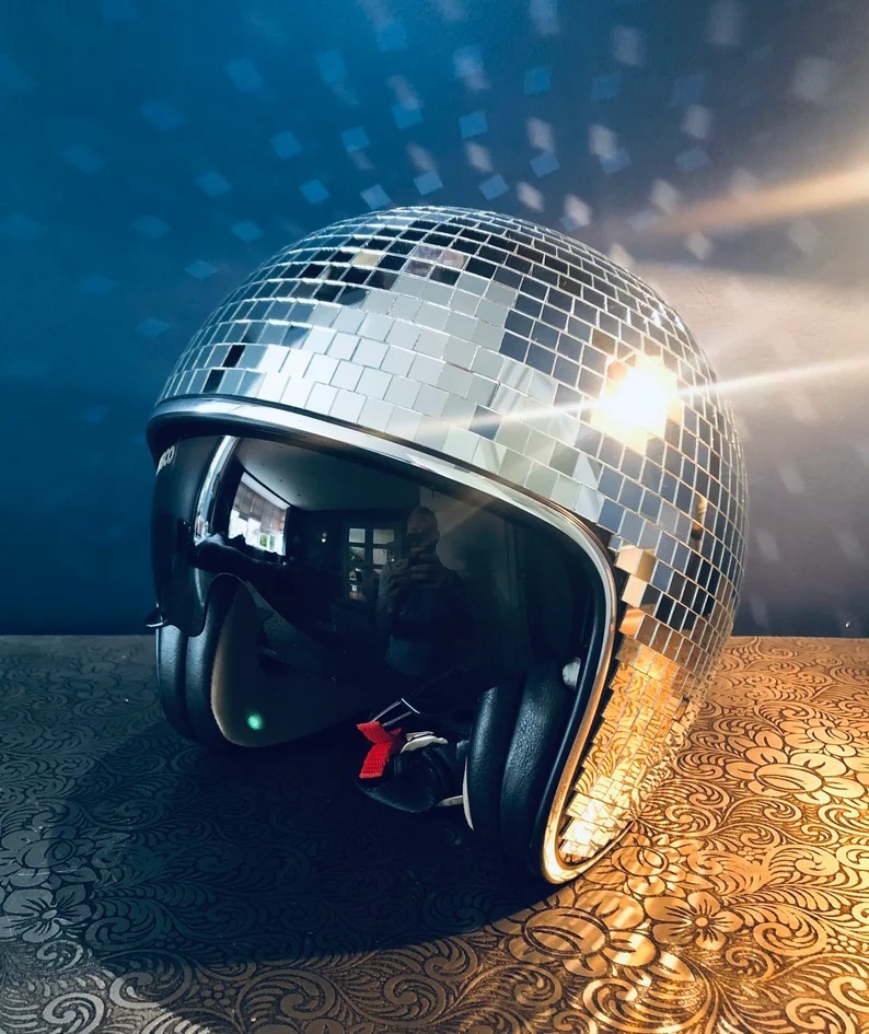 Disco ball Helmet with Retractable Visor