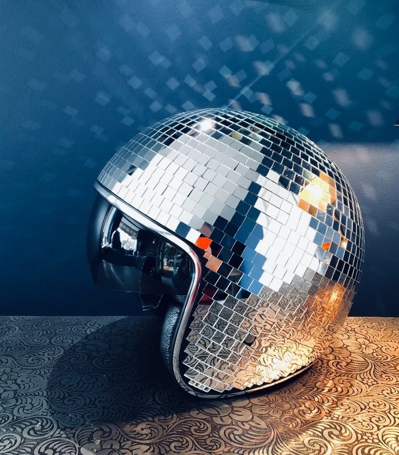 Disco ball Helmet with Retractable Visor