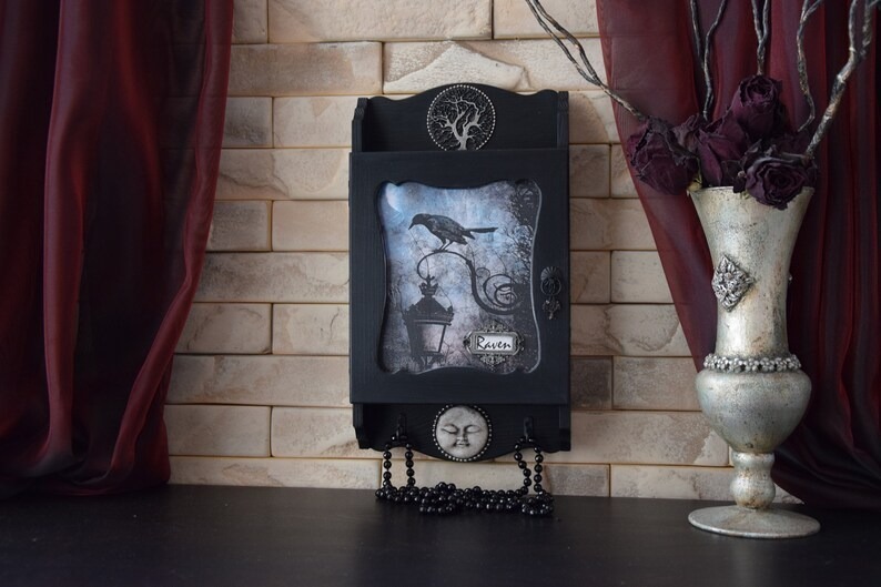Gothic Bat Skull Wall Cabinet Decor