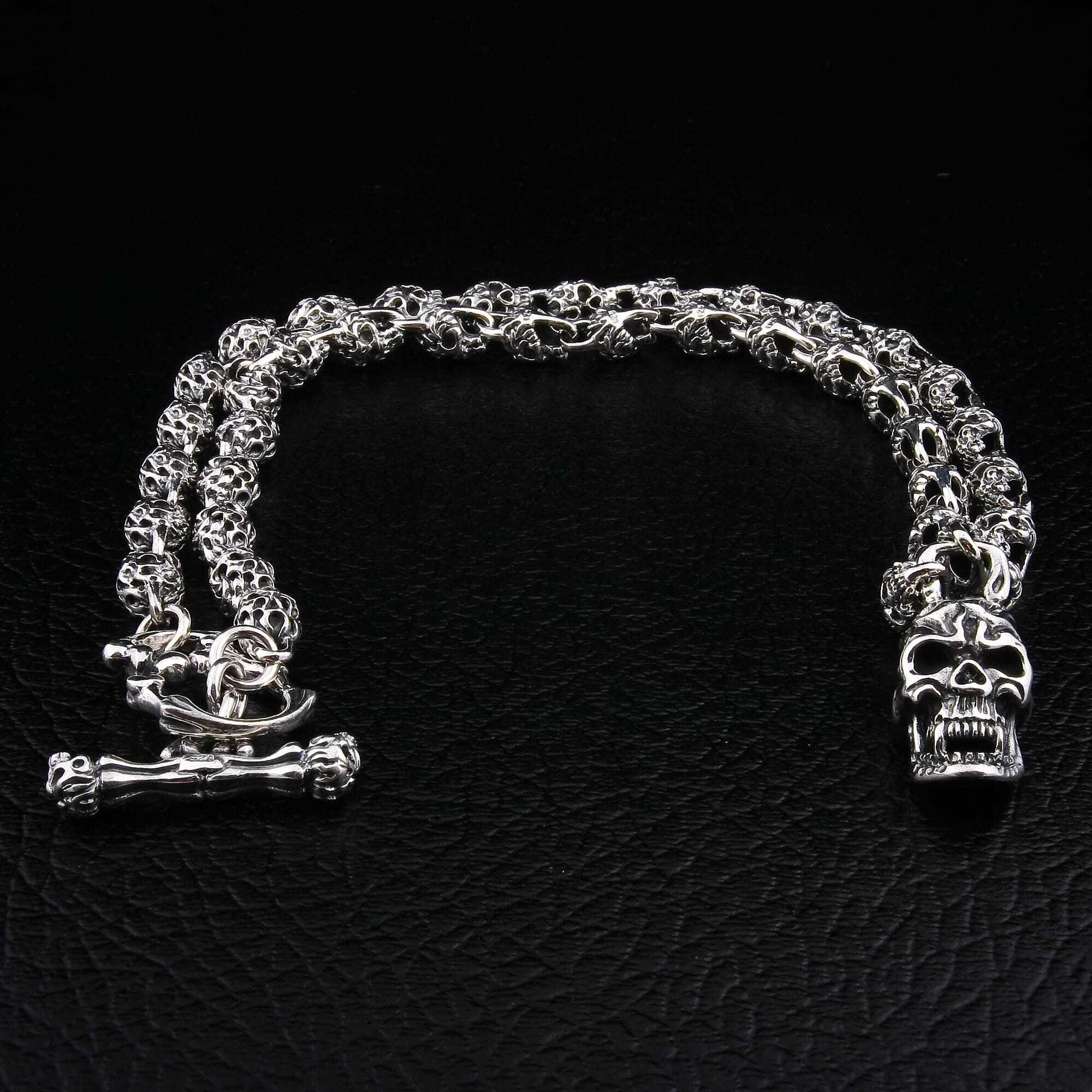 Flaming Skull Sterling Silver Necklace