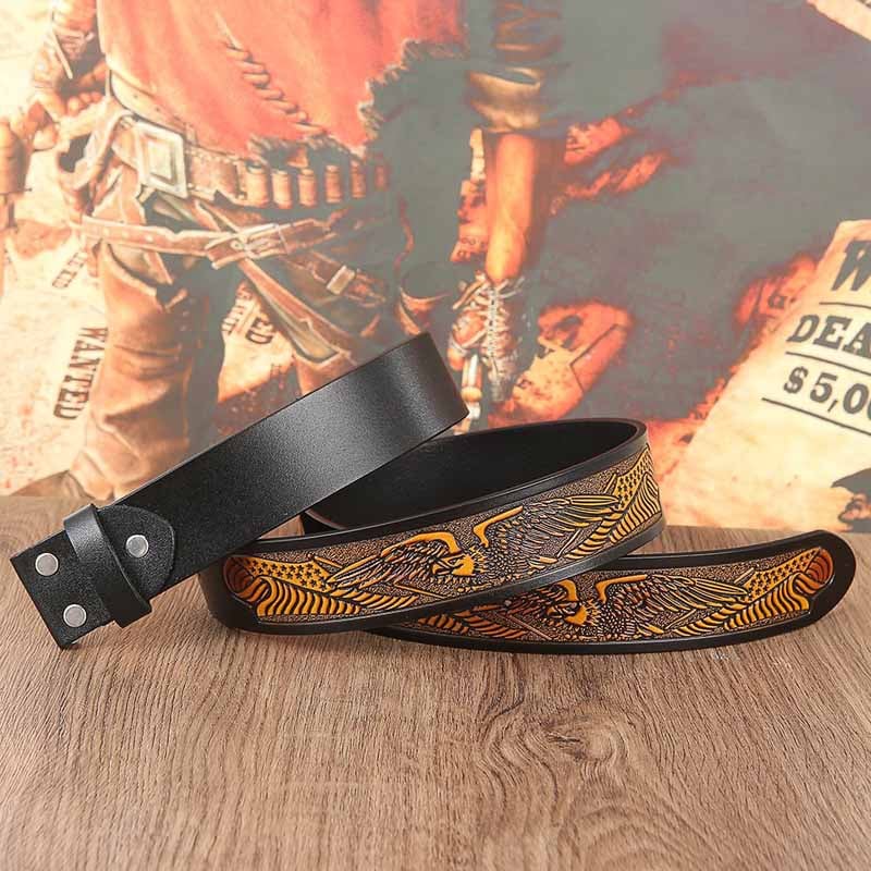 Western Eagle Embossed Belt Without Buckle 1.5