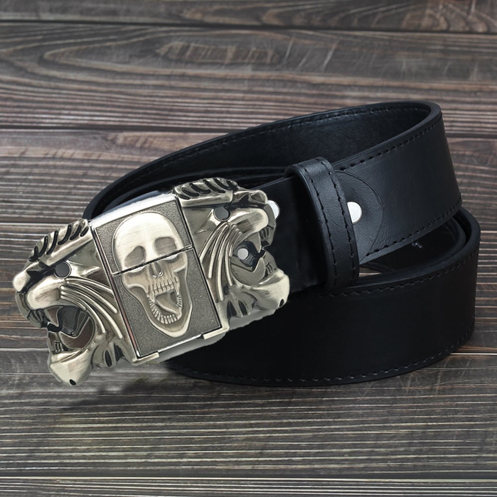 🔥LAST DAY 50% OFF🔥 - Fashion Punk Men's Genuine Leather Belt With Lighter