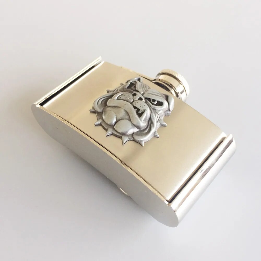 Fashion Punk Creative Belt Buckle With 3oz Flask - BullDog