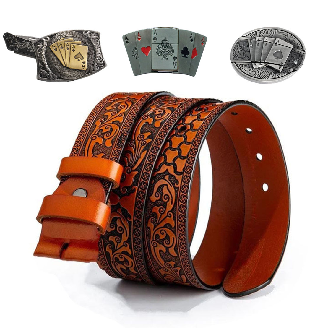 🔥LAST DAY 50% OFF🔥Western Fashion Genuine Leather Belt Poker Utility ...