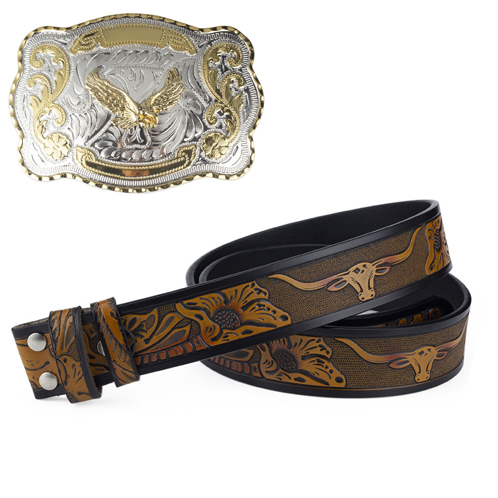Luxury Men's 40mm Inner Width Solid Brass Eagle Belt Buckle Western Cowboy  Classic Super Heavy Metal