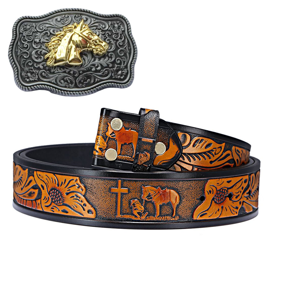 Western Style Fashion Creative Belt Buckle - Ancient Silver Horse