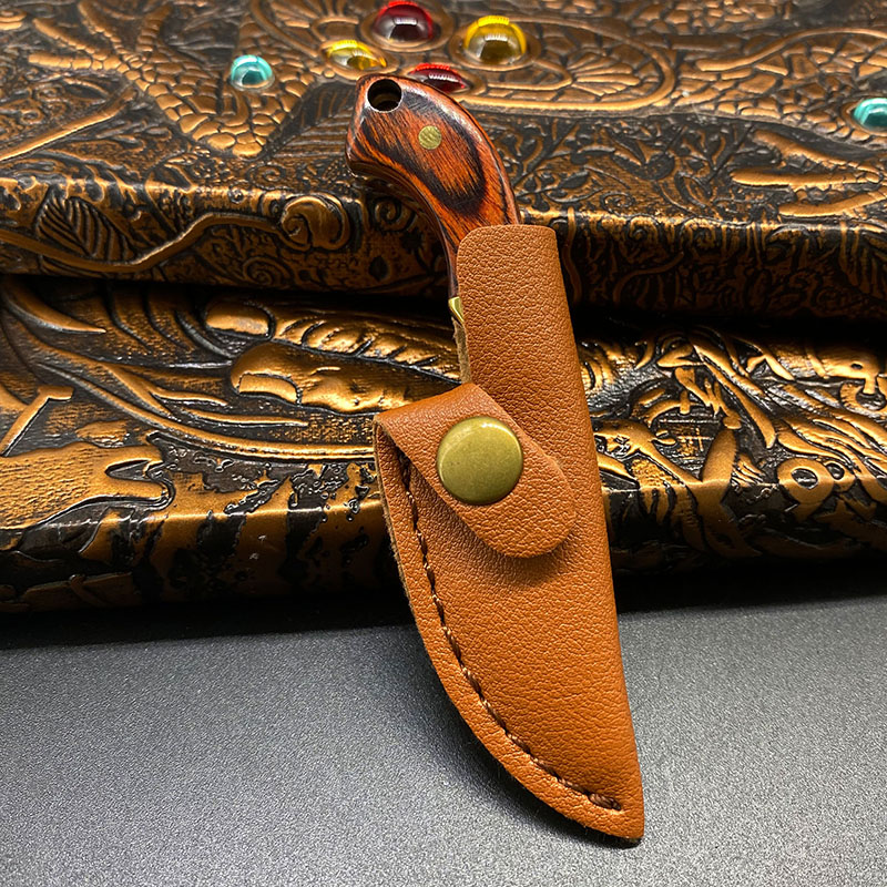 🔥LAST DAY 70% OFF🔥Handmade Keychain Wooden Brass Handle Mini Knife With Leather Case