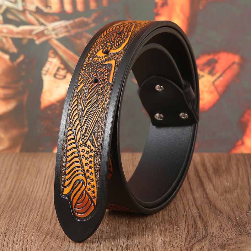 Western Eagle Embossed Belt Without Buckle 1.5