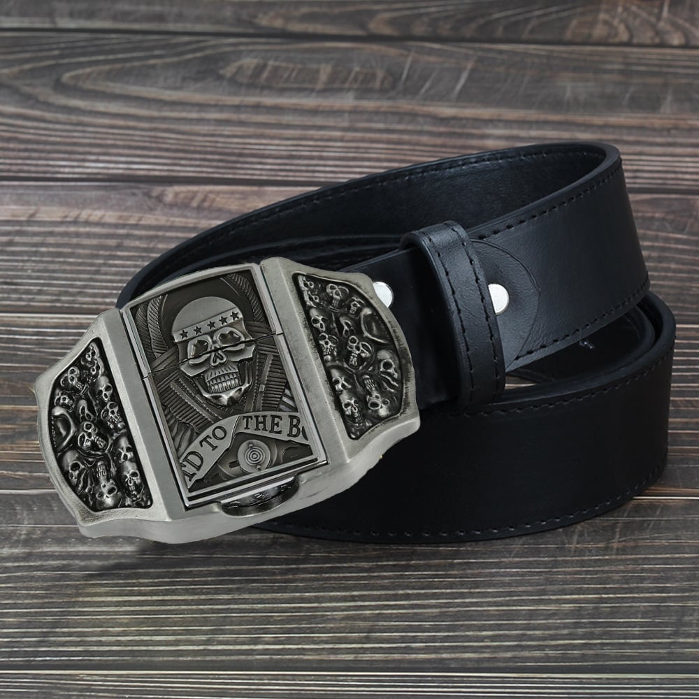 🔥LAST DAY 50% OFF🔥 - Fashion Punk Men's Genuine Leather Belt With Lighter