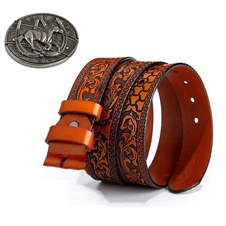 Fashion Punk Men's Genuine Leather Belt With Knife - Running Horse