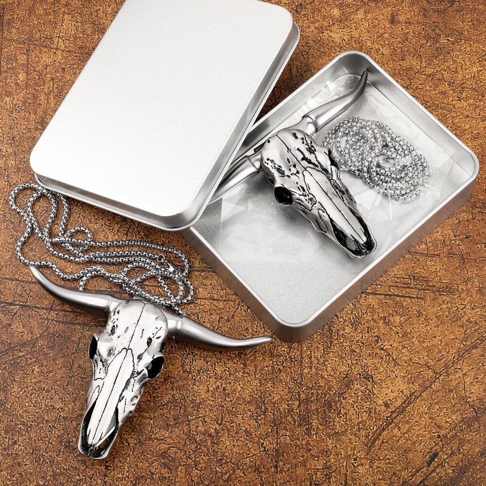 🔥LAST DAY 50% OFF🔥Damascus Dagger Longhorn Skull Push Knife