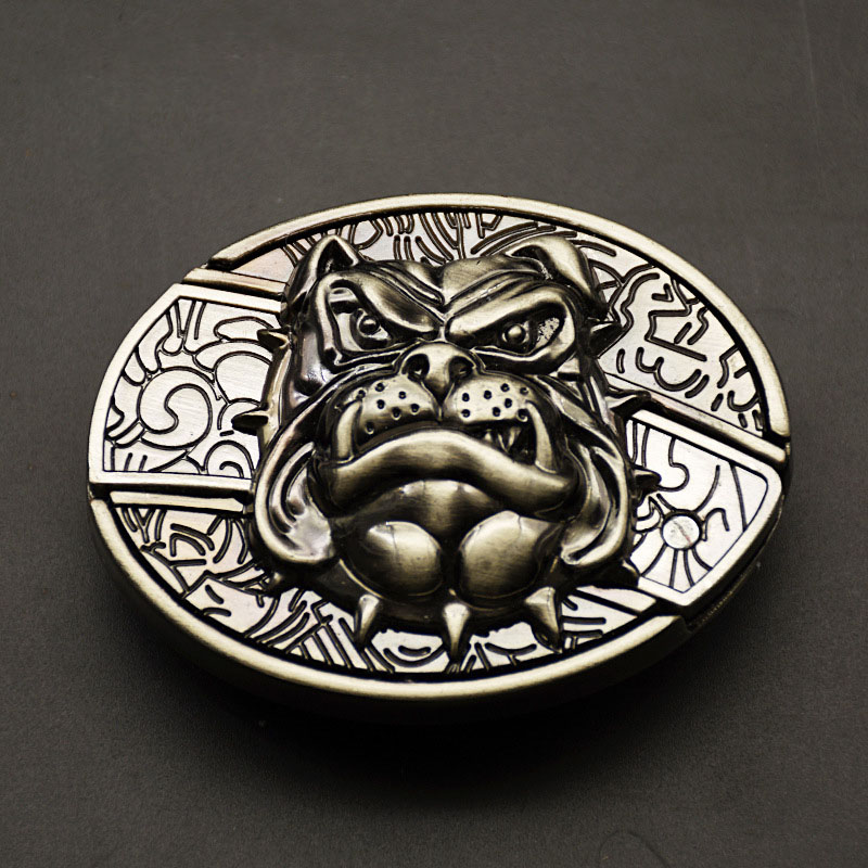 Fashion Punk Men's Creative Belt Buckle With Knife - Bulldog Dog Head