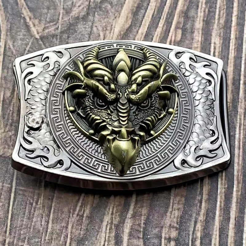 Western Fashion Creative Belt Buckle With Knife - Sharp-Billed Dragon