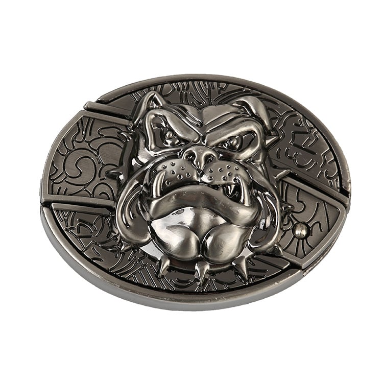 Fashion Punk Men's Creative Belt Buckle With Knife - Bulldog Dog Head
