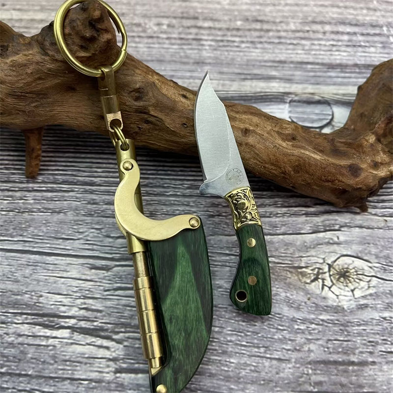 🔥LAST DAY 50% OFF🔥Handmade Keychain Pendant Knife with Solid Wood Scabbard