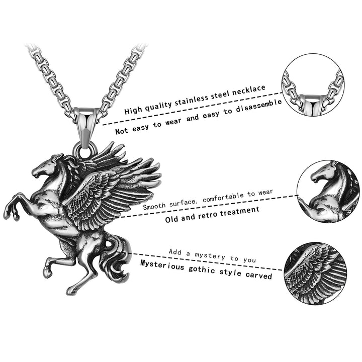 Fashion Punk Pegasus Unicorn Pendant Personalized Necklace