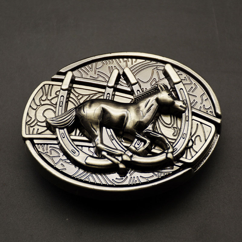 Fashion Punk Men's Creative Belt Buckle With Knife - Running Horse