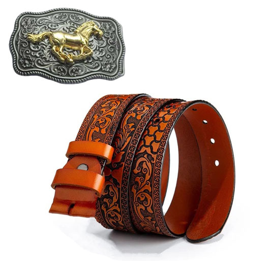 Western Style Fashion Creative Belt Buckle - Ancient Silver Running Horse