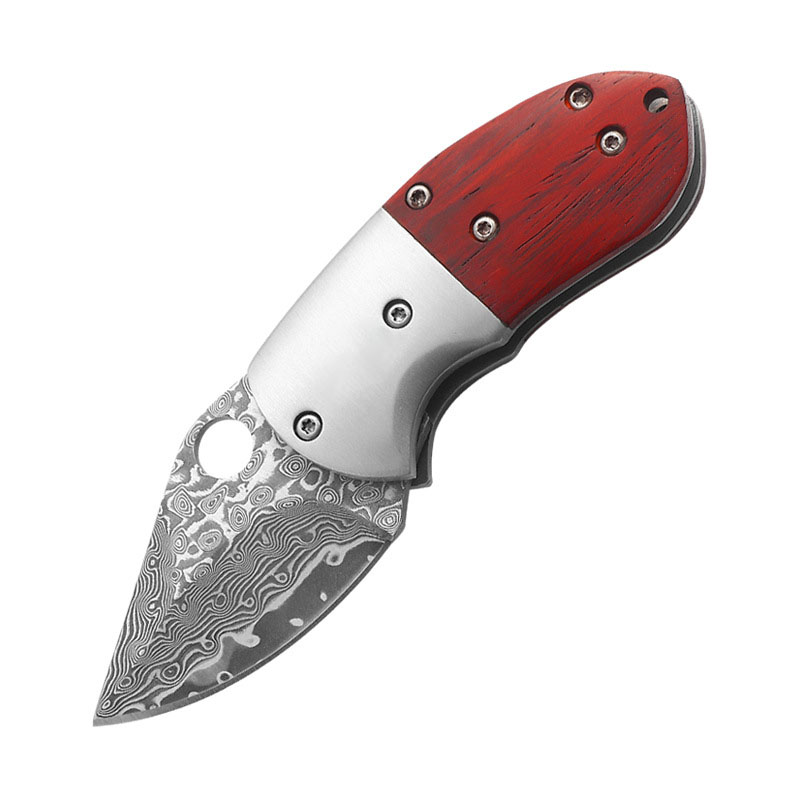 🔥LAST DAY 60% OFF🔥 Wood Handle Damascus Mini Folding Knife