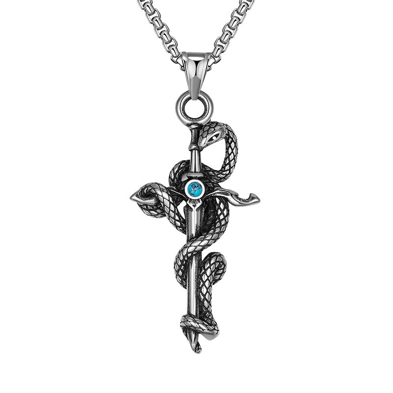 Fashion Punk Cross Snake Pendant Personalized Necklace