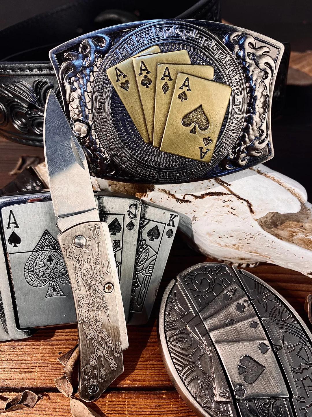 🔥LAST DAY 50% OFF🔥Western Fashion Genuine Leather Belt Poker Utility Belt Set