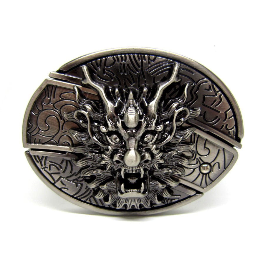 Fashion Punk Men's Creative Belt Buckle With Knife - Dragon Head