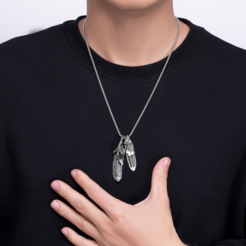 Fashion Punk Eagle Feathers Pendant Personalized Necklace