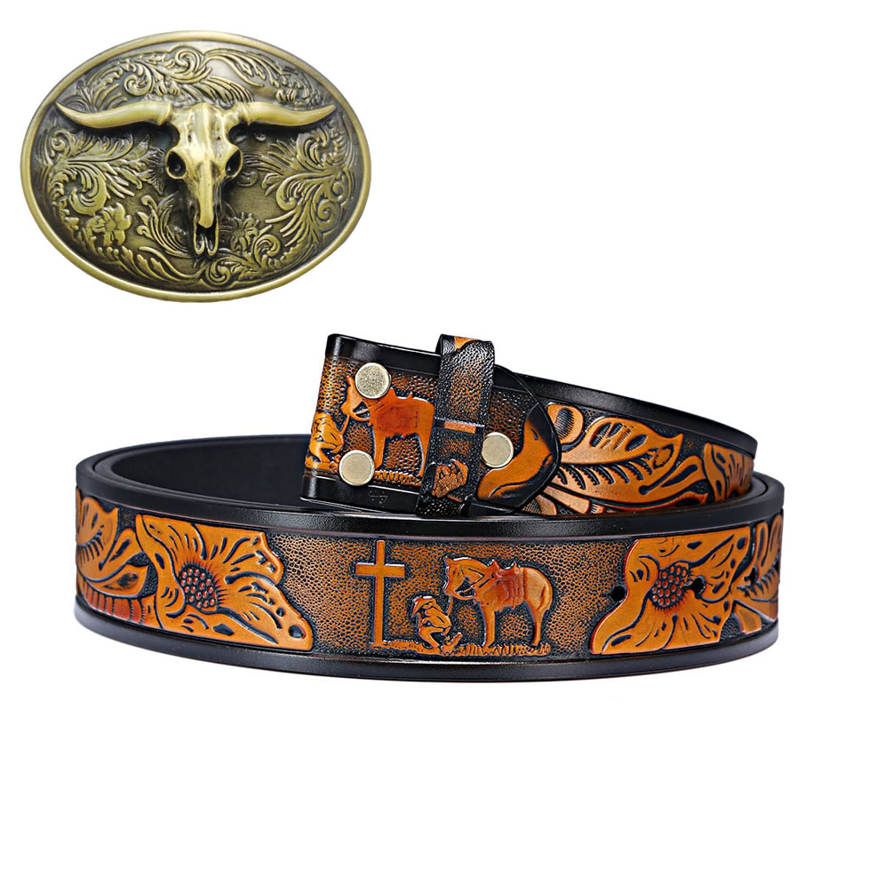 Western Style Fashion Creative Belt Buckle - Longhorn Bronze