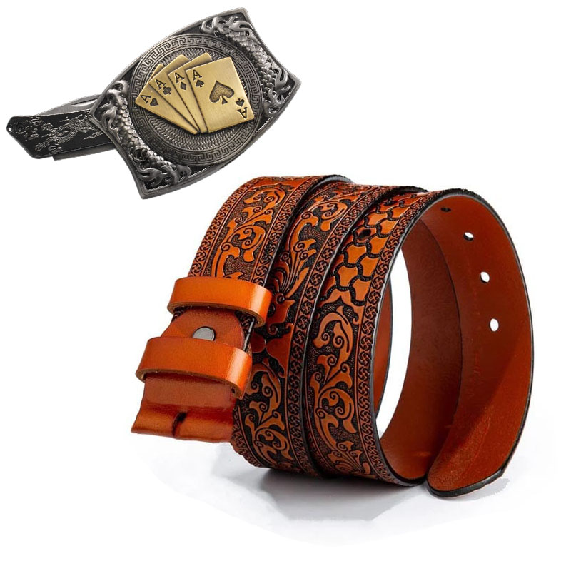 Western Fashion Genuine Leather Belt With Knife - Poker