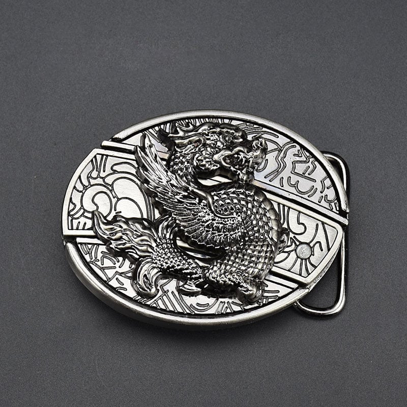 Fashion Punk Men's Creative Belt Buckle With Knife - Flying Dragon