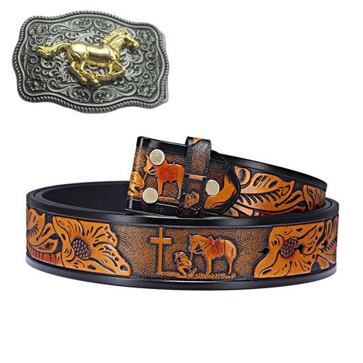 Western Style Fashion Creative Belt Buckle - Ancient Silver Running Horse