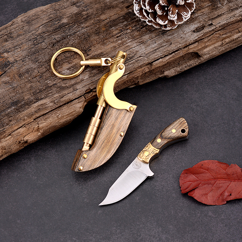 🔥LAST DAY 50% OFF🔥Handmade Keychain Pendant Knife with Solid Wood Scabbard