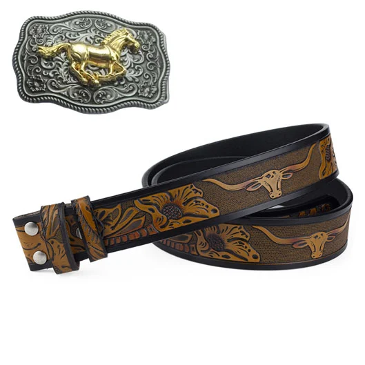 Western Style Fashion Creative Belt Buckle - Ancient Silver Running Horse