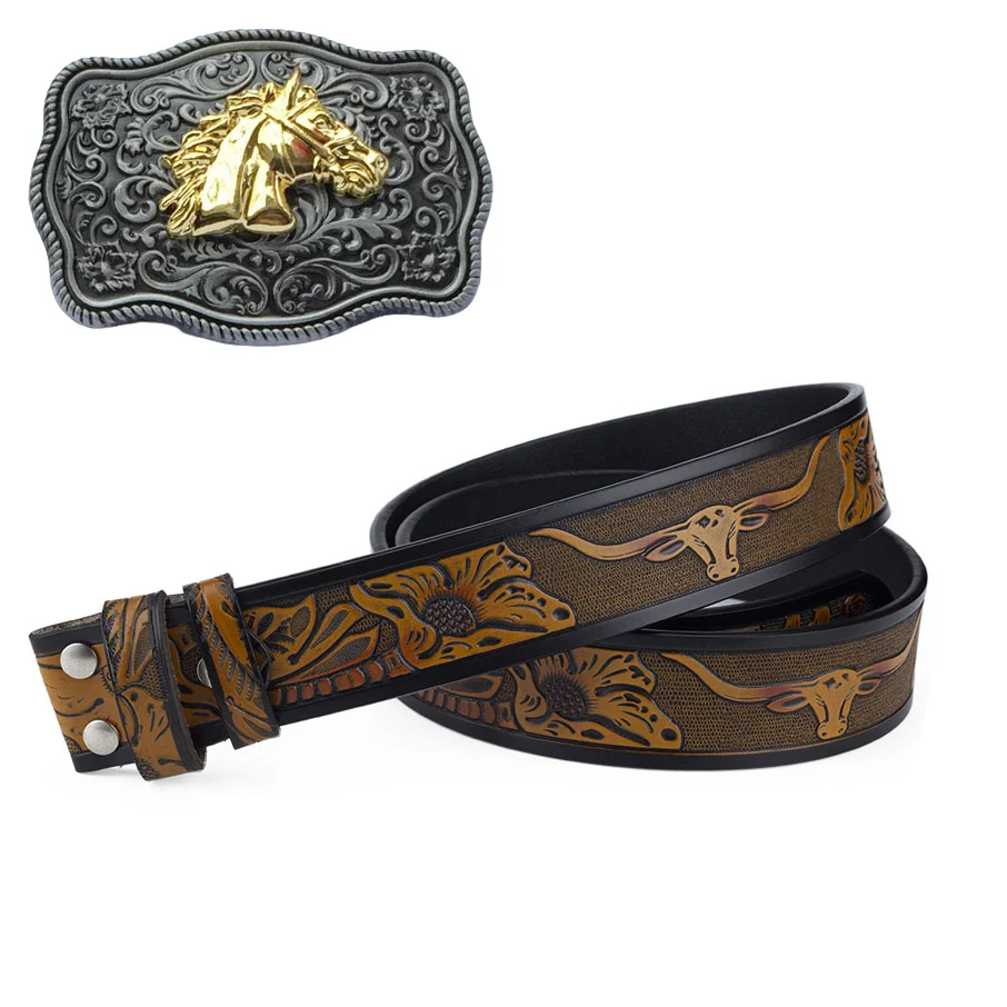 Western Style Fashion Creative Belt Buckle - Ancient Silver Horse