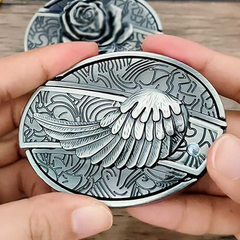 (New Arrival) Fashion Punk Genuine Leather Belt With Knife - Angel Wings