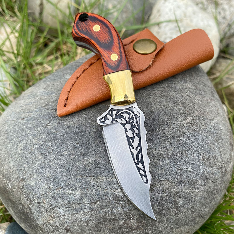 🔥LAST DAY 70% OFF🔥Handmade Keychain Wooden Brass Handle Mini Knife With Leather Case