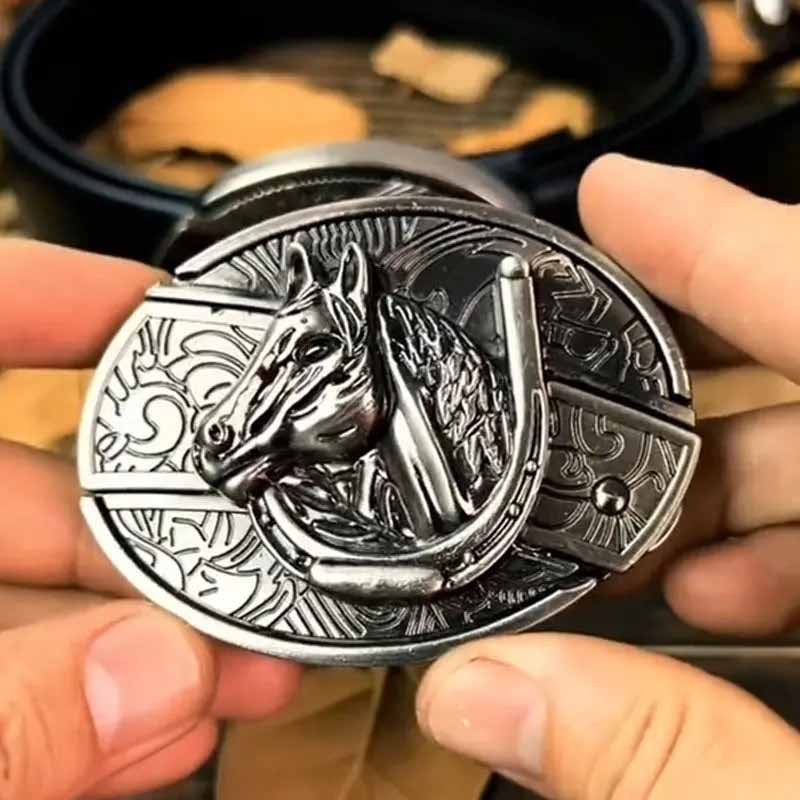 Fashion Punk Men's Creative Belt Buckle With Knife - Horse