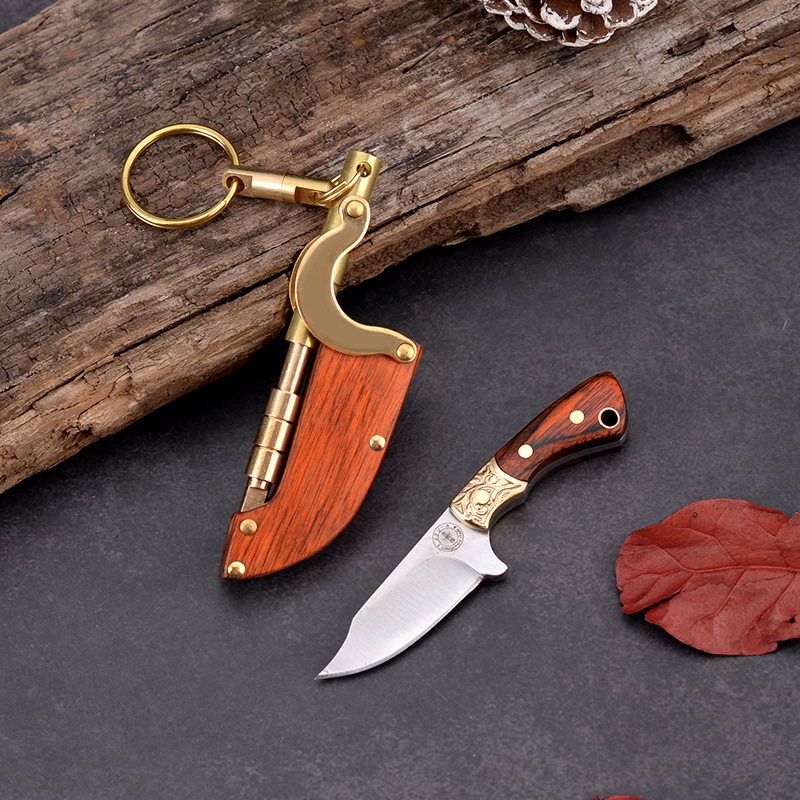 🔥LAST DAY 50% OFF🔥Handmade Keychain Pendant Knife with Solid Wood Scabbard
