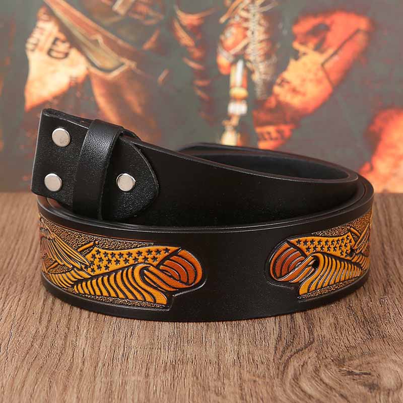 Western Eagle Embossed Belt Without Buckle 1.5