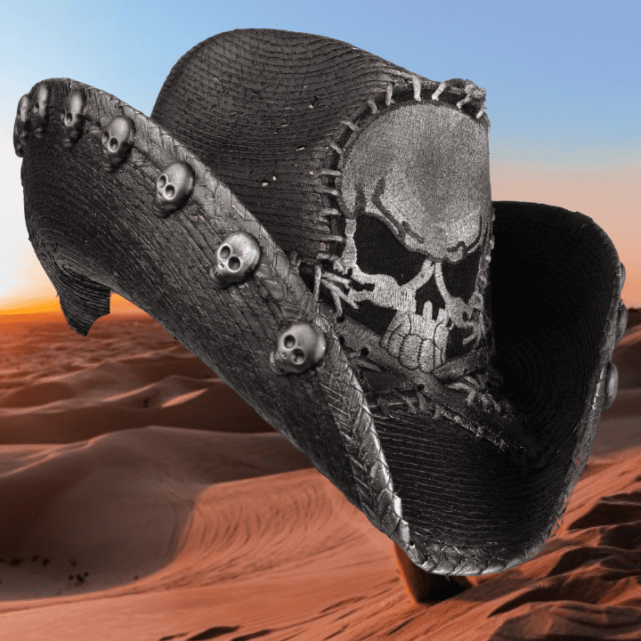 Heavy Metal Rocker Handstitched Skull Hat - gormis